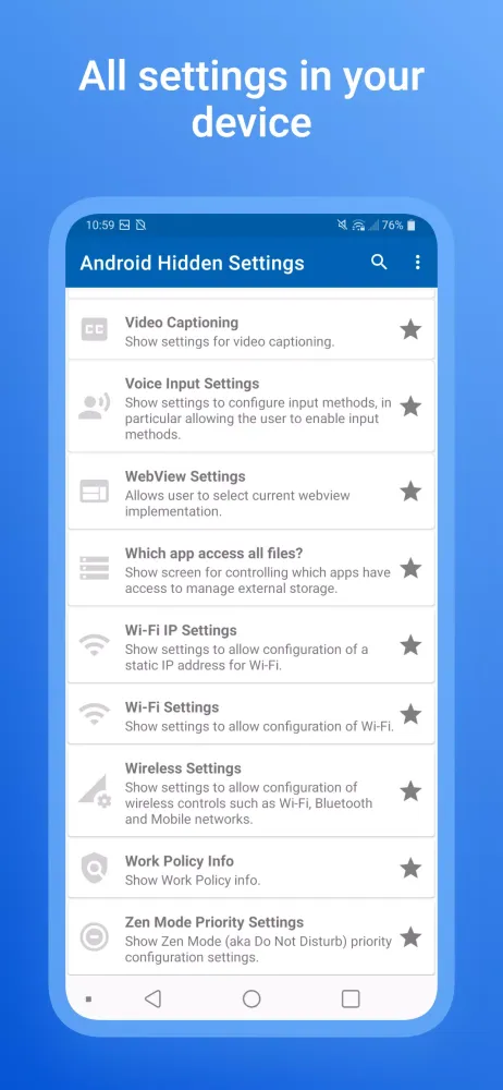 Android All Settings Screenshots