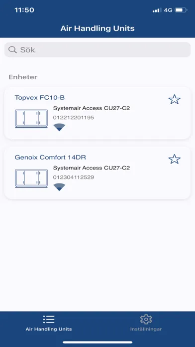 Capturas de tela do ACCESS CONNECT by Systemair