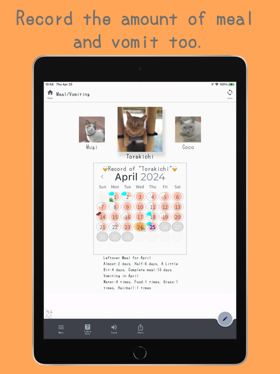 Tangkapan layar OgenkoCat - Poop Calendar iPad 