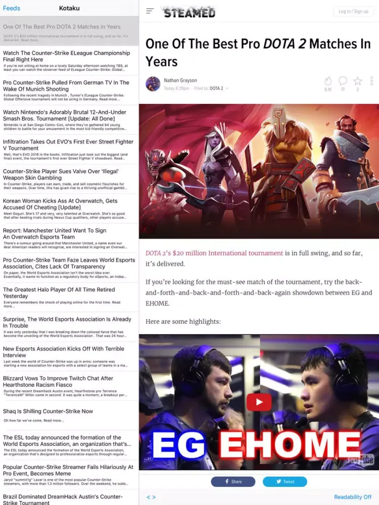 Capturas de tela do Esports News iPad 