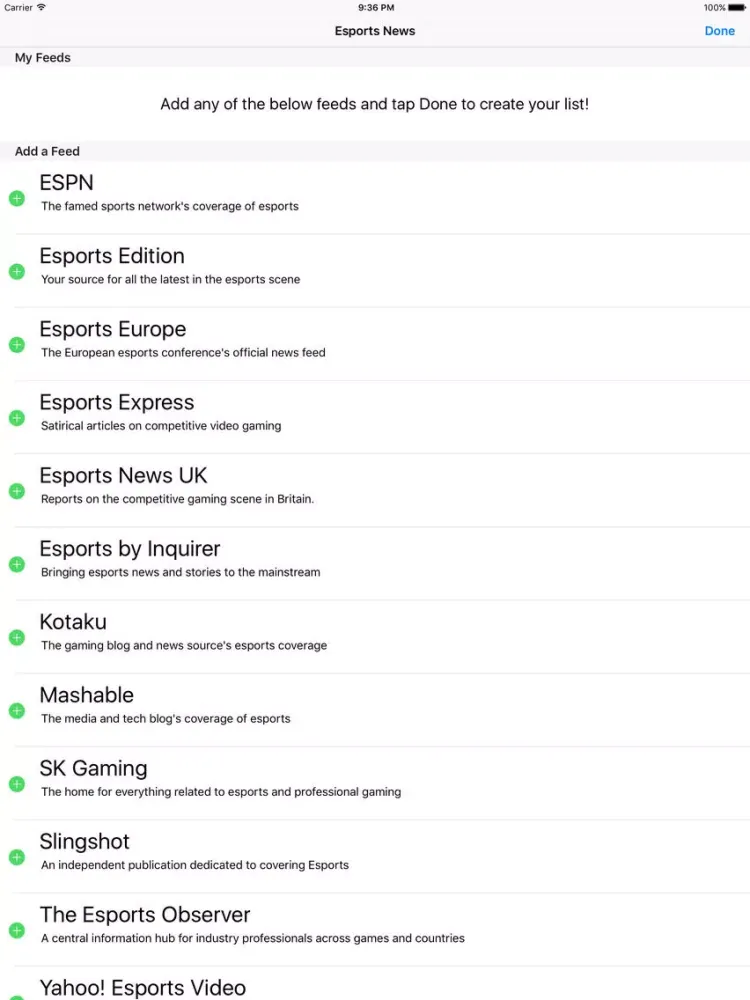 Capturas de tela do Esports News iPad 