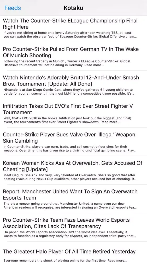 Capturas de tela do Esports News