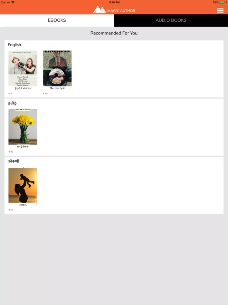 Tangkapan layar Magic Author iPad 