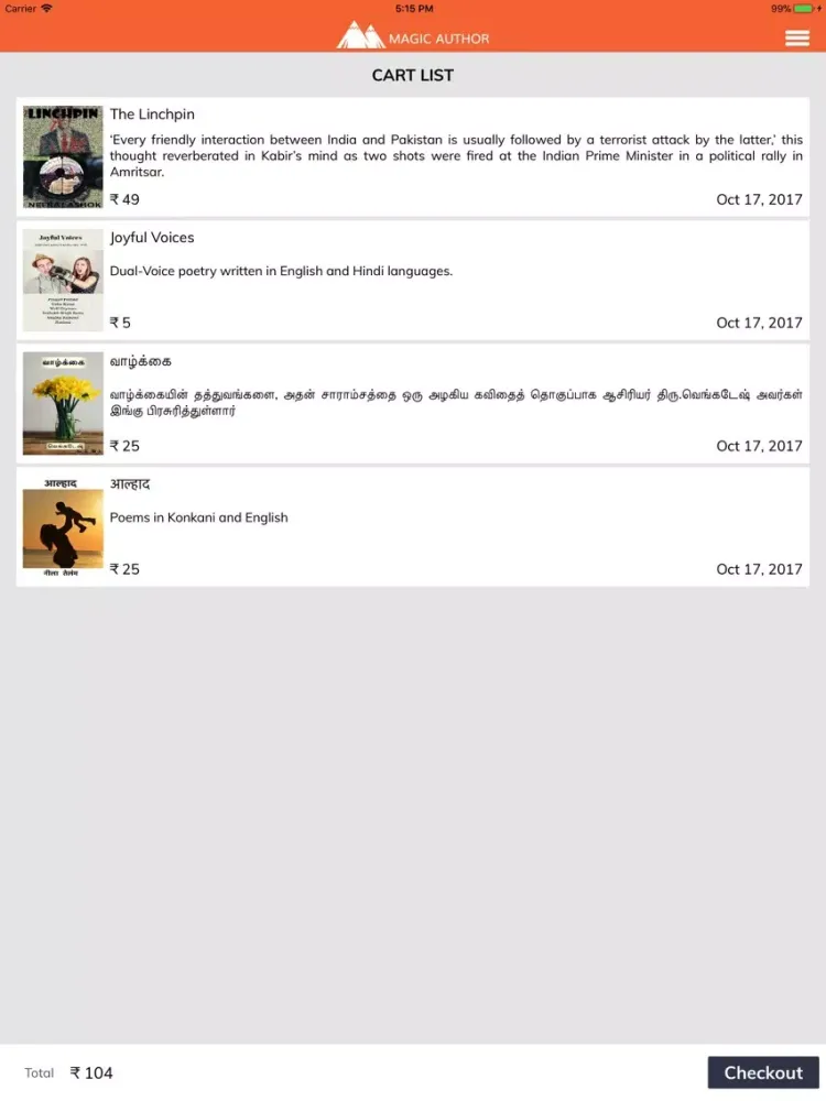 Tangkapan layar Magic Author iPad 