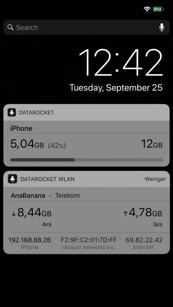 Tangkapan layar DataRocket Data Usage Monitor