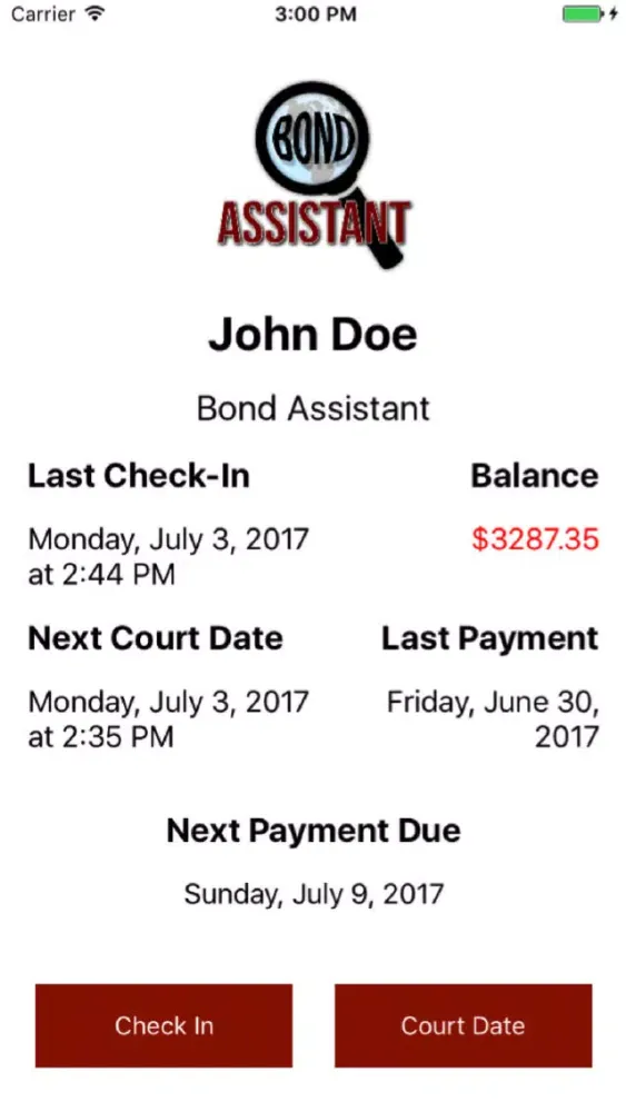 Zrzuty ekranu Bond Assistant Defendant Portal