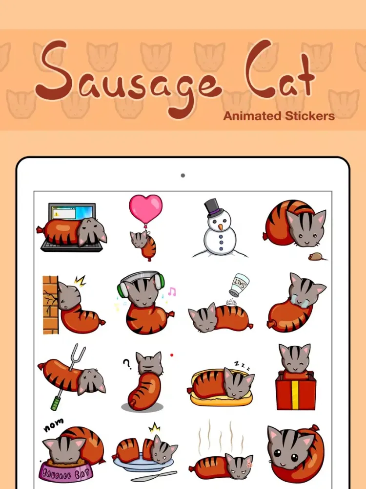 Tangkapan layar Sausage Cat Animated Stickers iPad 
