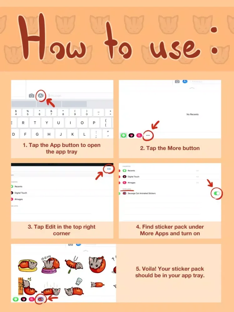 Tangkapan layar Sausage Cat Animated Stickers iPad 