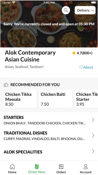 Ảnh chụp màn hình của Alok Contemporary Asian