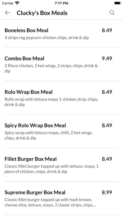 Capturas de tela do Cluckys Fried Chicken