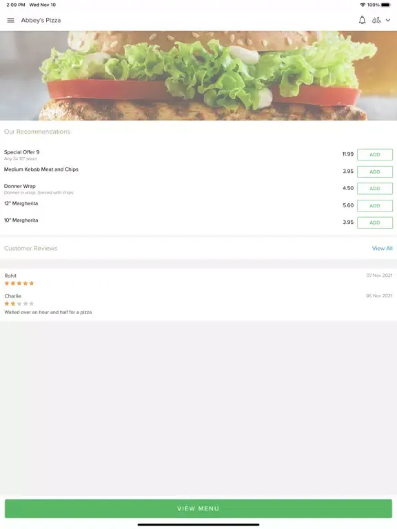 Скриншоты Abbeys Pizza iPad 