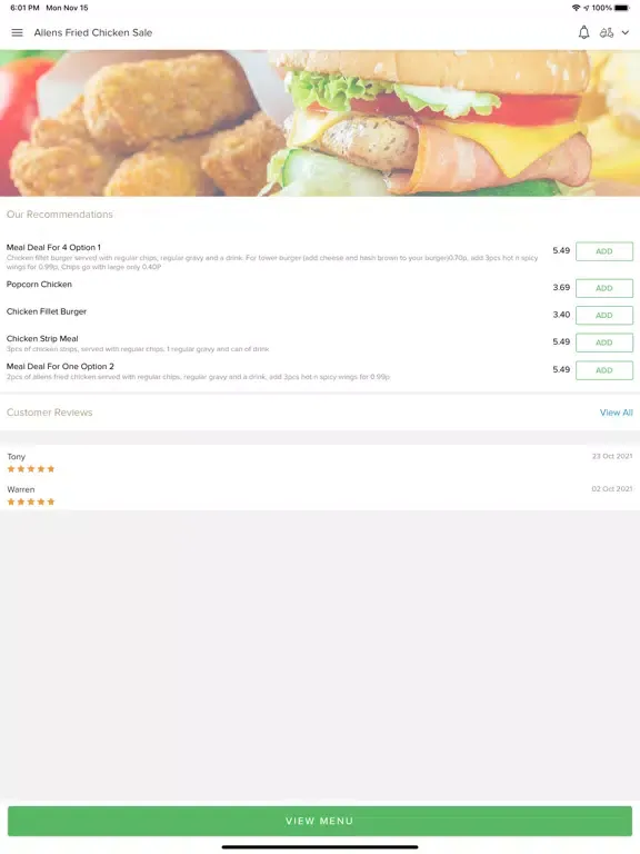 تصاویر Allens Fried Chicken Sale iPad 