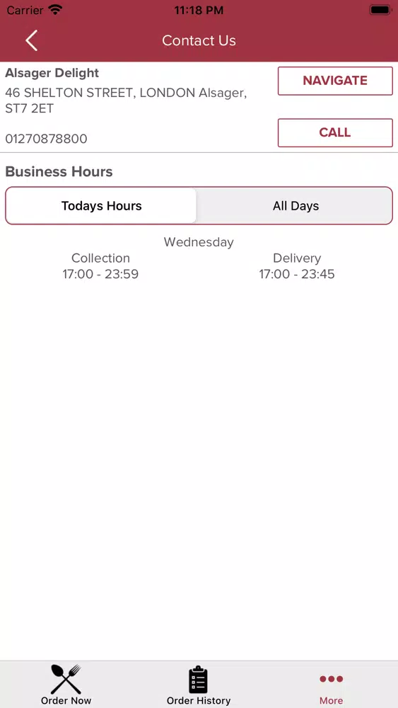 Ảnh chụp màn hình của Alsager Delight LONDON