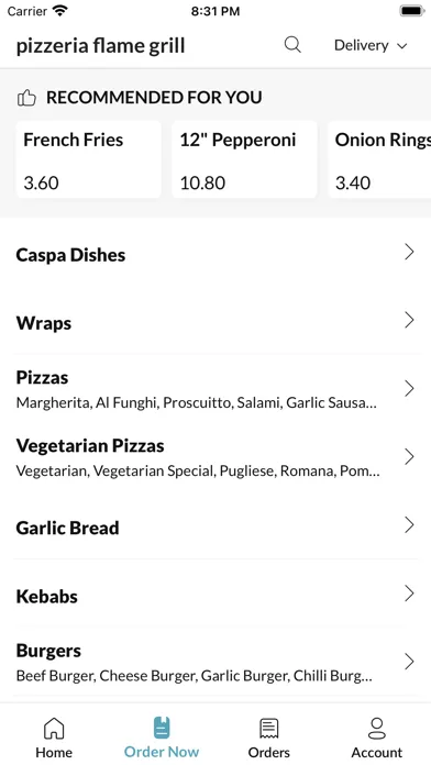 Pizzeria Flame Grill स्क्रीनशॉट