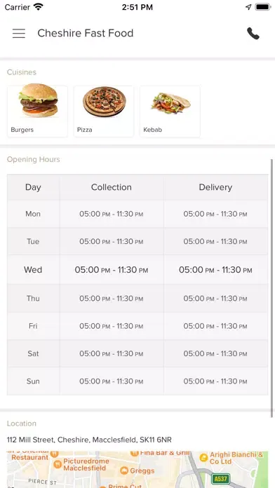 Tangkapan skrin Cheshire Fast Food