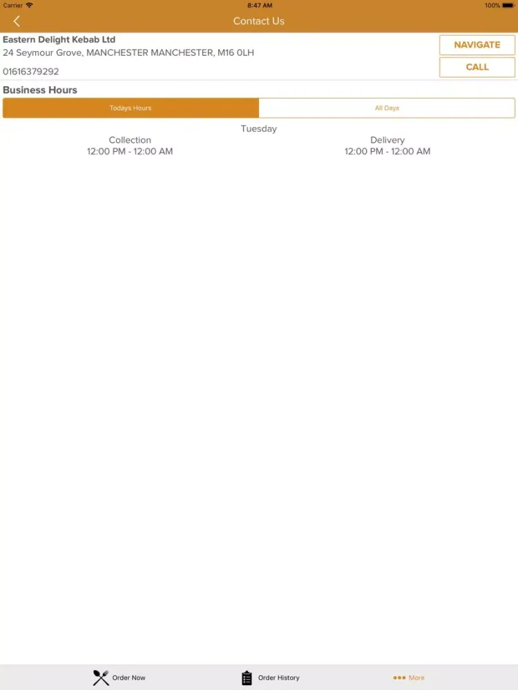 Tangkapan skrin Eastern Delight Kebab Ltd iPad 