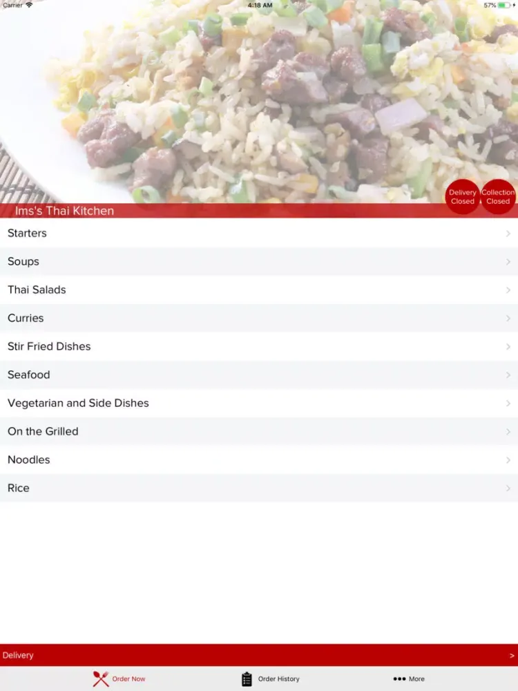 Tangkapan skrin Imss Thai Kitchen iPad 