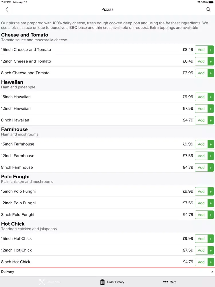 Jojos Pizza-Hodge Hill iPad  Screenshots