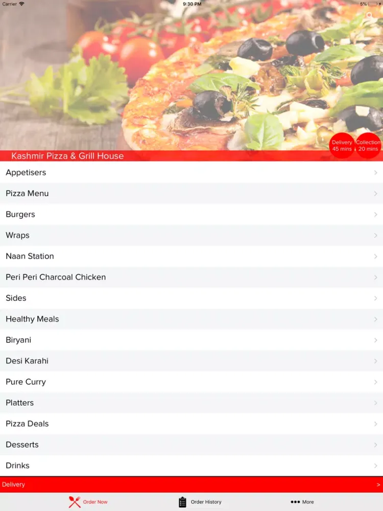 Tangkapan layar Kashmir Pizza and Grill House iPad 