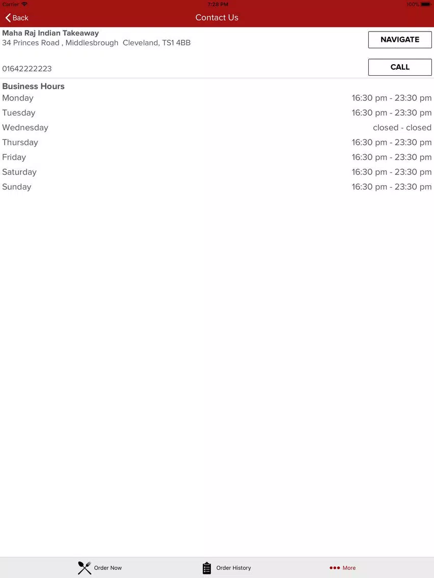 Maha Raj Indian Takeaway iPad  스크린샷