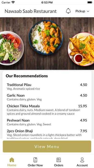 Zrzuty ekranu Nawaab Saab Restaurant