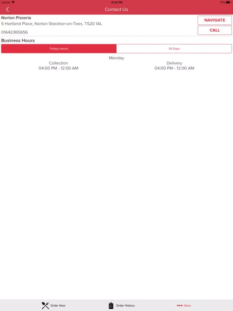 Norton Pizzeria iPad 應用截圖