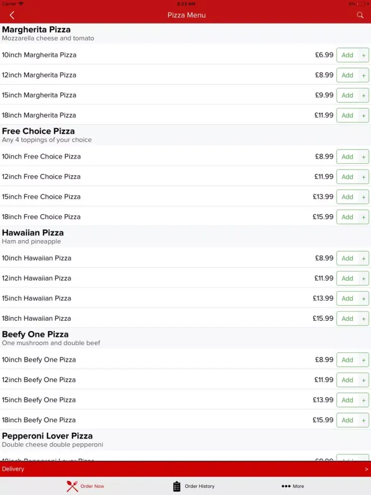 Zrzuty ekranu Pizza Base SE10 8NX iPad 