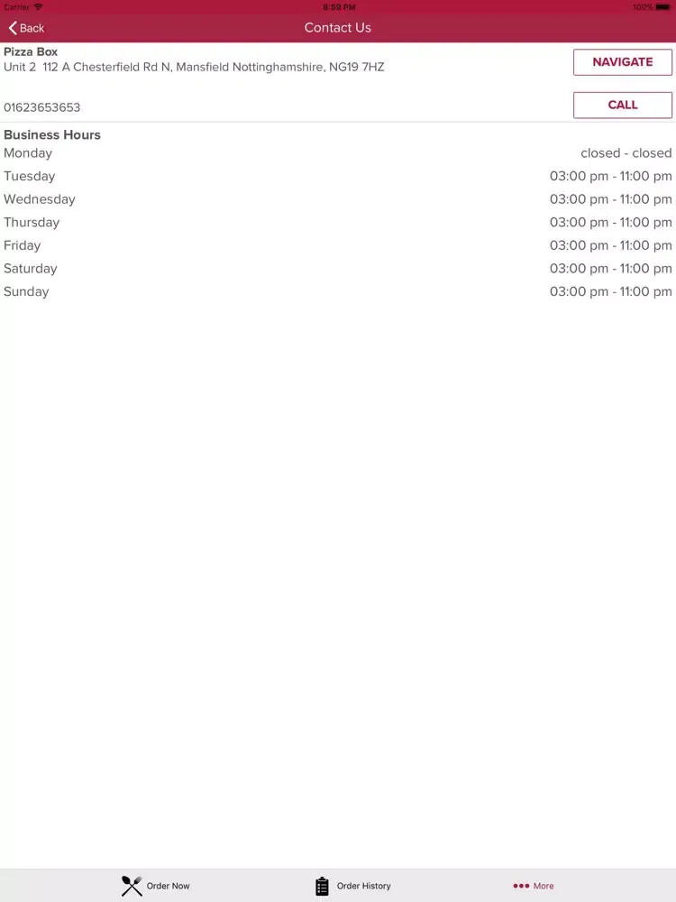 Pizza Box Mansfield iPad  Screenshots