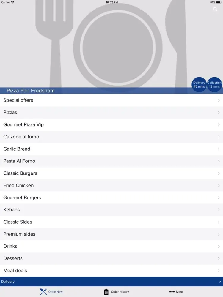 صور Pizza Pan Frodsham iPad 