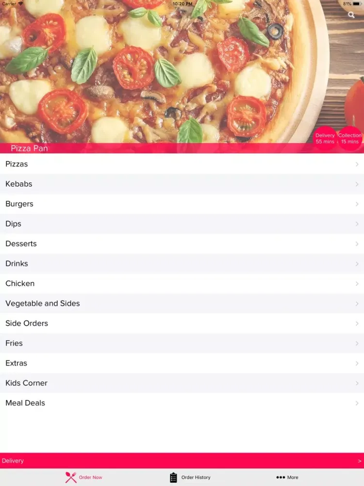 ภาพหน้าจอของ Pizza Pan Willenhall iPad 