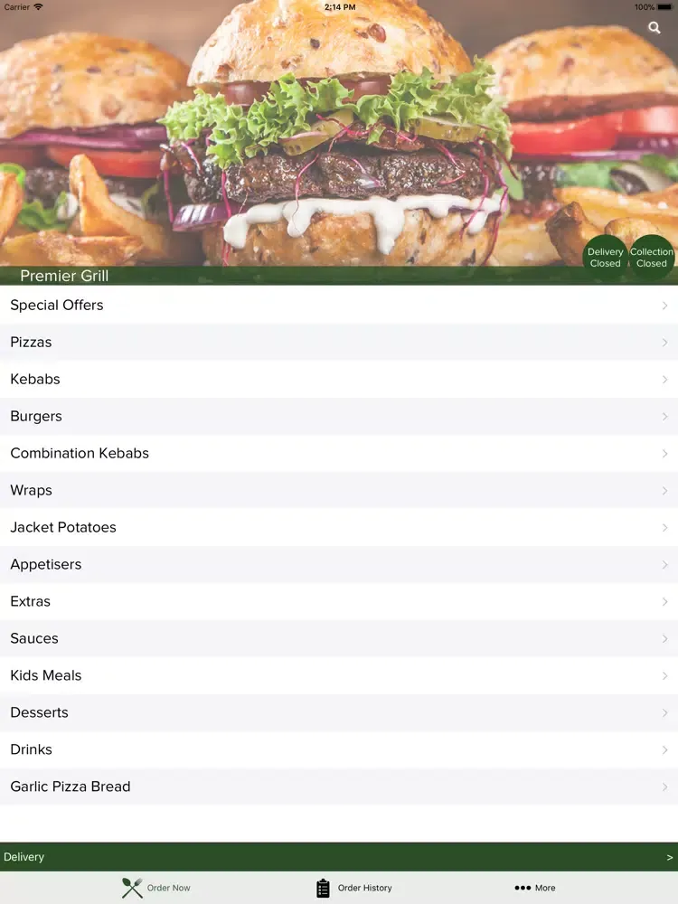 Tangkapan skrin Premier Grill iPad 