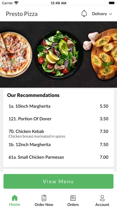 Screenshot di Presto Pizza.