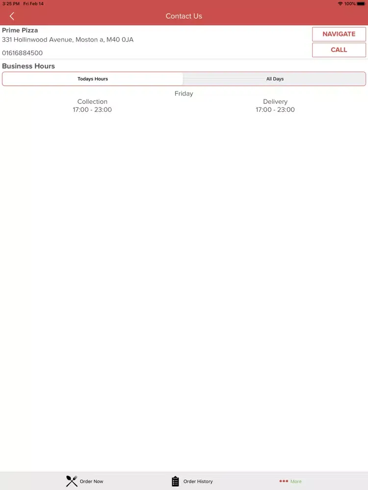 Capturas de pantalla de Prime Pizza Hollinwood Avenue iPad 
