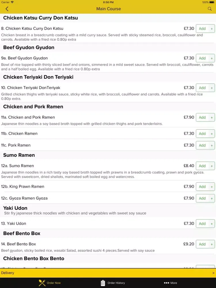 Sumo Japanese Takeaway iPad  Screenshots