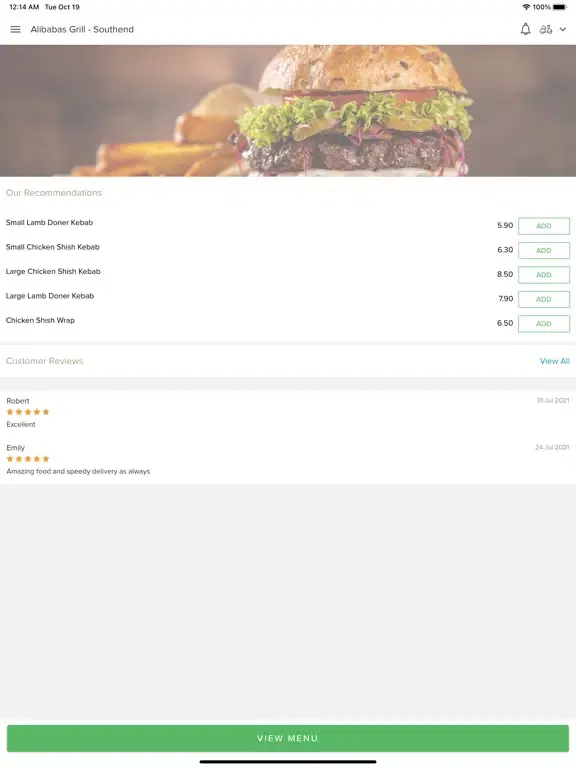 Capturas de tela do Alibabas Grill - Southend iPad 