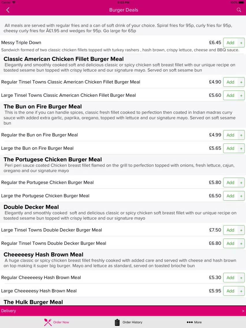 Tinsel Towns Fried Chicken iPad 应用截图