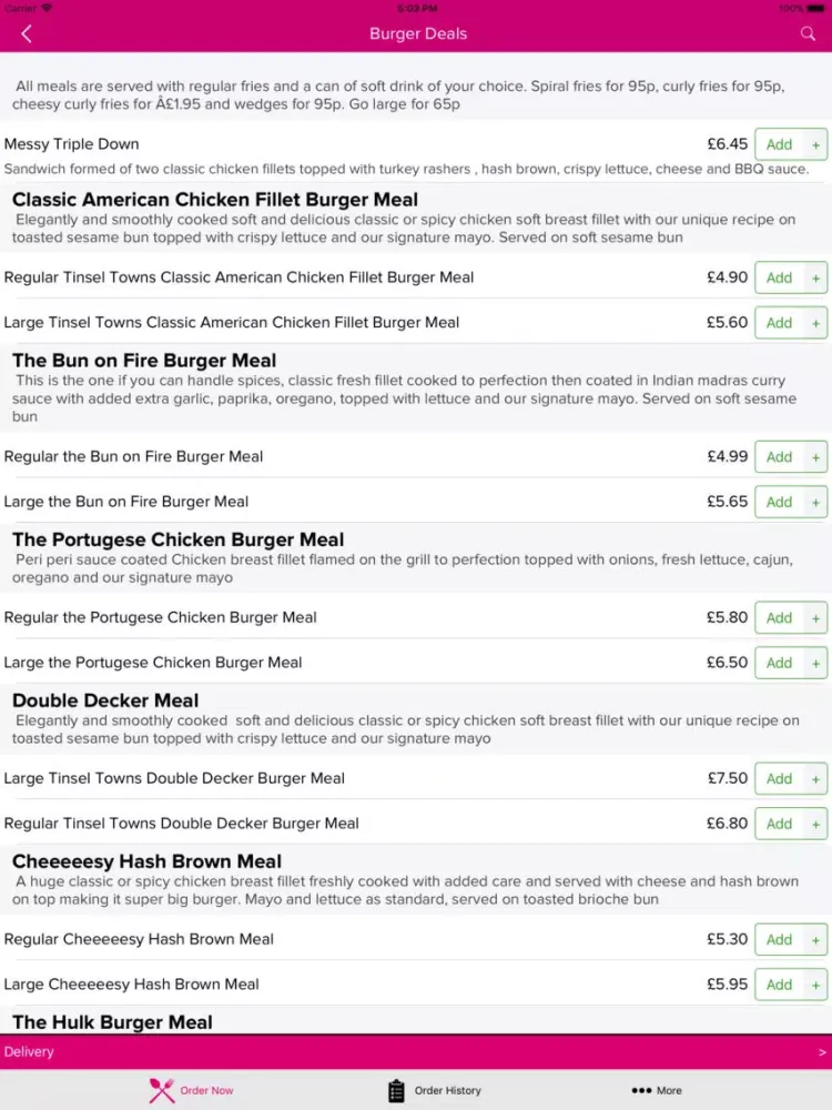 Tinsel Towns Fried Chicken iPad  스크린샷