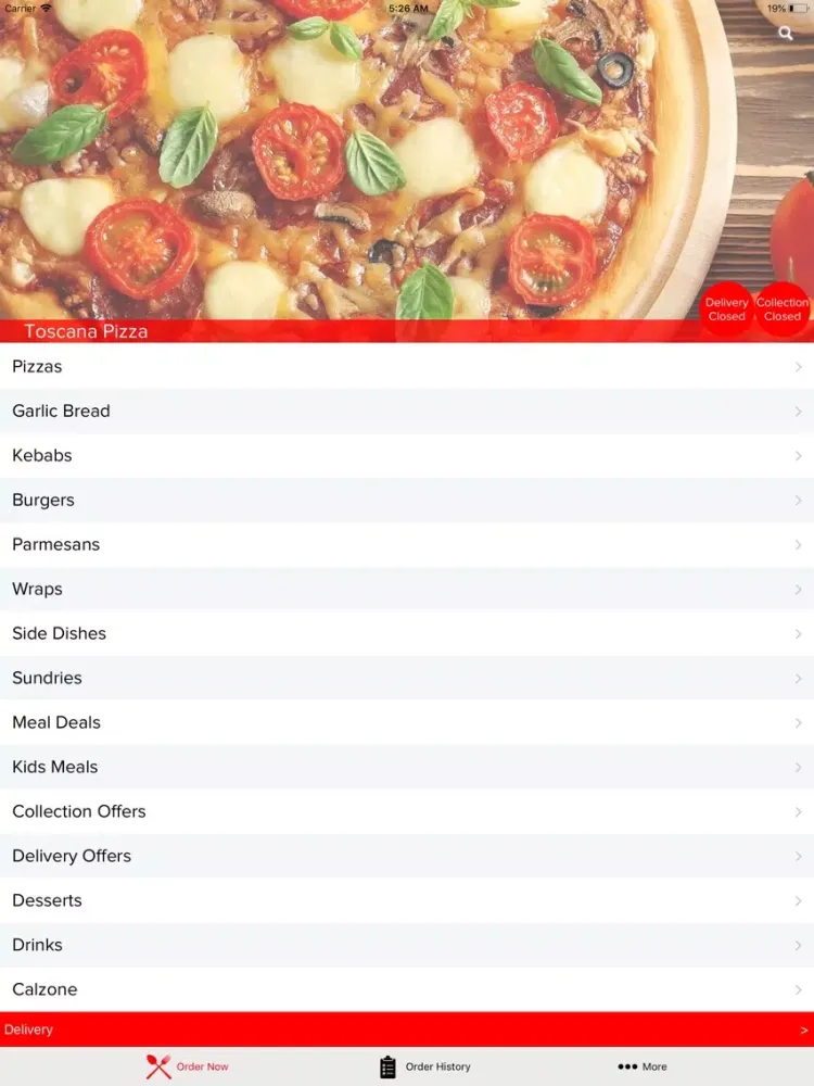 Toscana Pizza Gateshead iPad  Screenshots