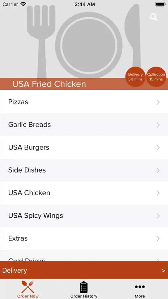 Tangkapan skrin USA Fried Chicken Chesterfield