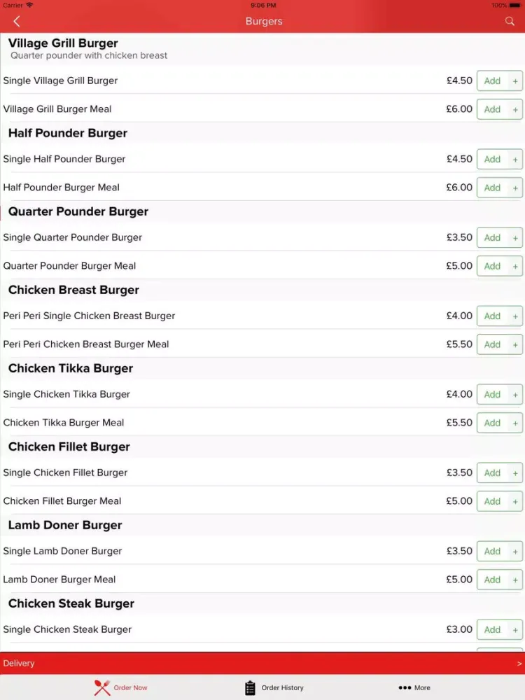 Tangkapan layar Village Grill iPad 