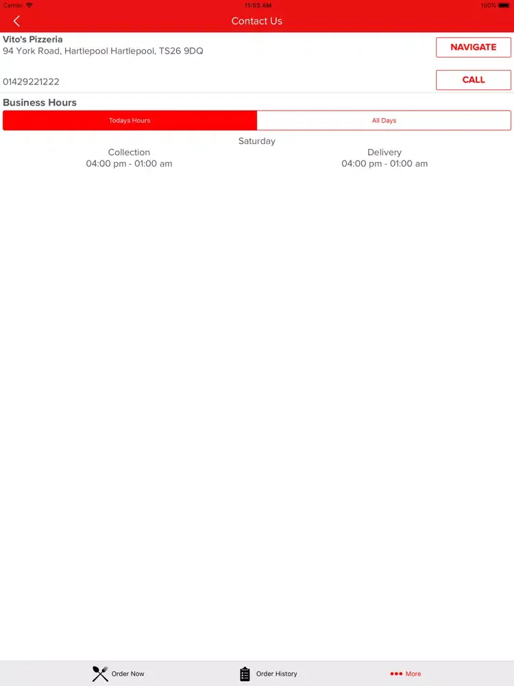 Zrzuty ekranu Vitos Pizzeria iPad 