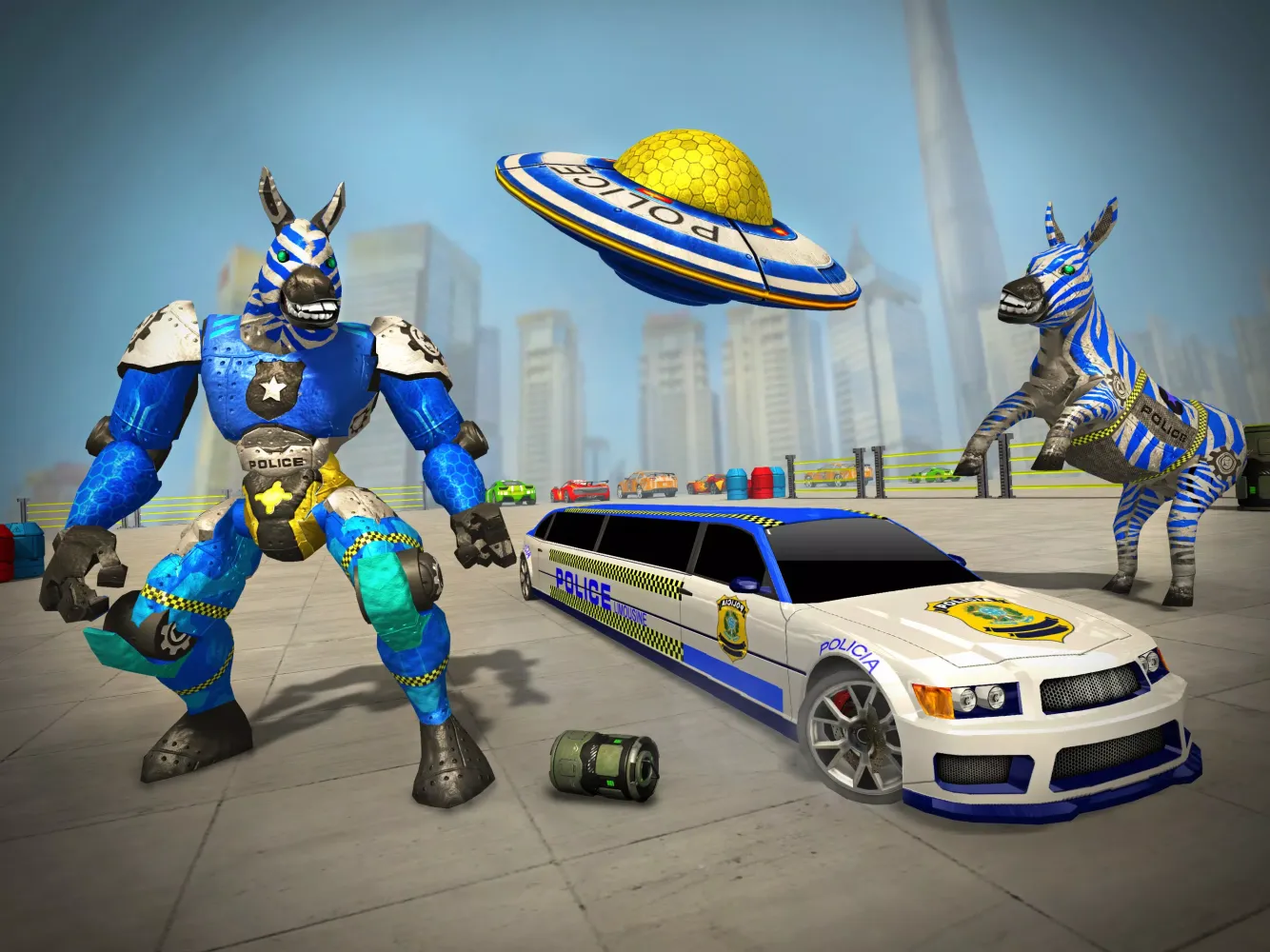 Police limo Zebra Robot 3D Screenshots