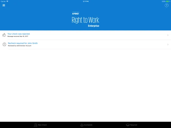 KPMG Right to Work Enterprise iPad  Screenshots
