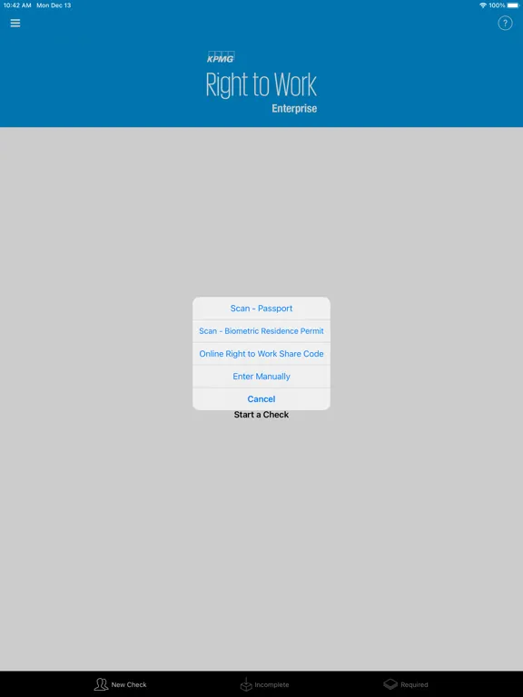 KPMG Right to Work Enterprise iPad  Screenshots