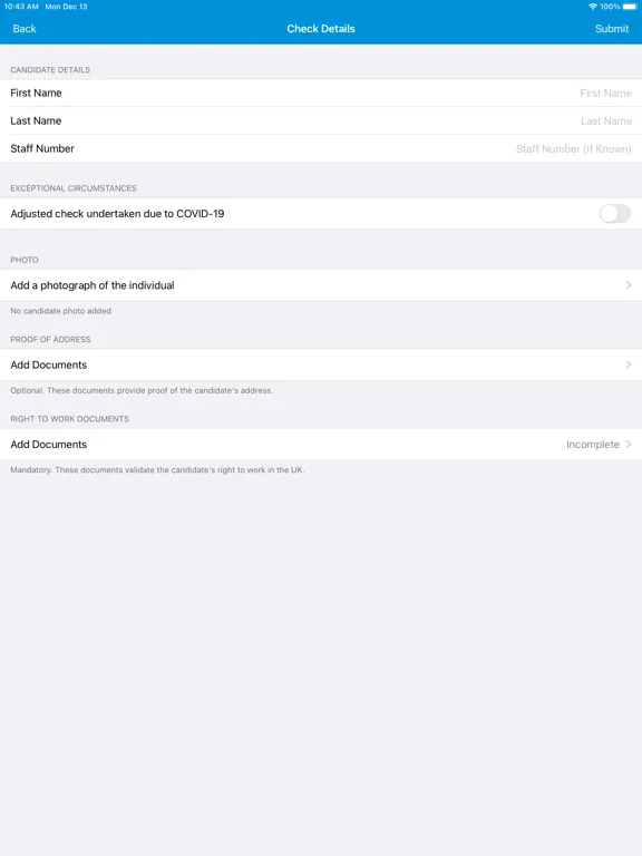 KPMG Right to Work Enterprise iPad  Screenshots
