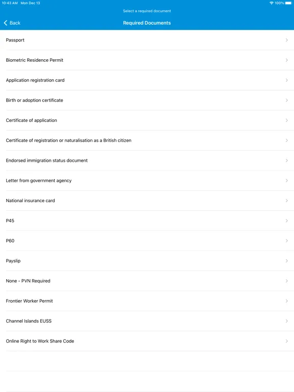 KPMG Right to Work Enterprise iPad  Screenshots