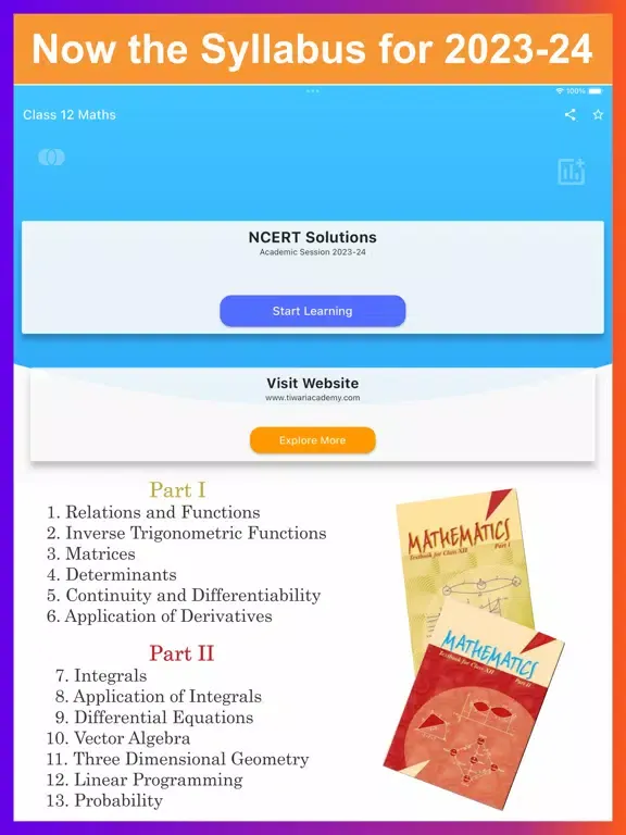 تصاویر Class 12 Maths Solutions iPad 
