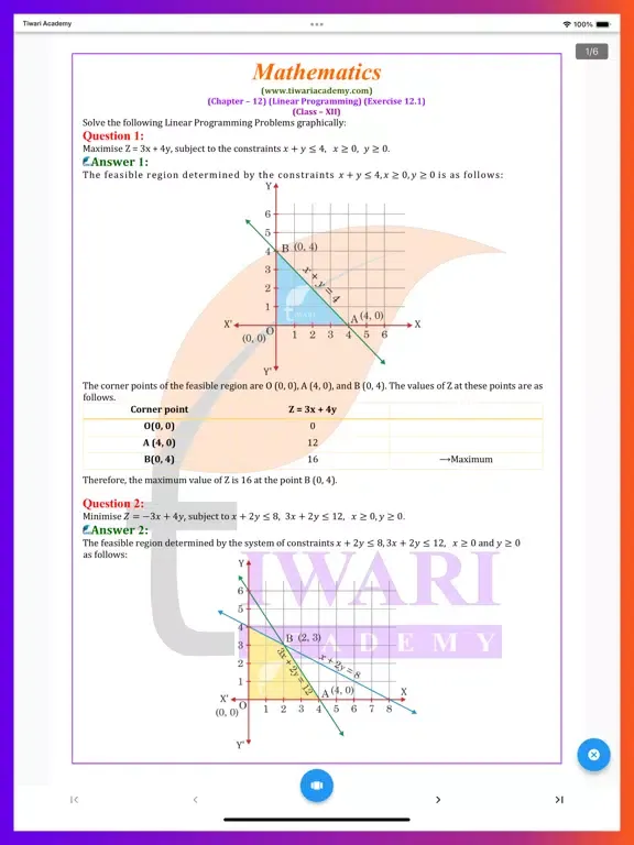 تصاویر Class 12 Maths Solutions iPad 