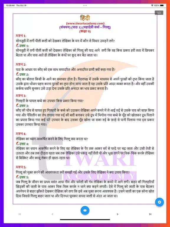 Скриншоты Class 9 Hindi Solutions iPad 
