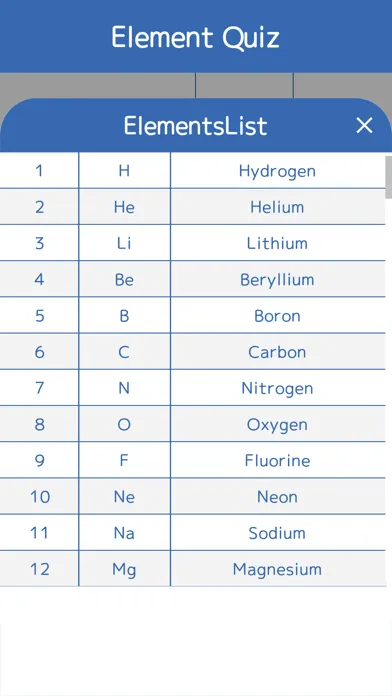Element Symbol Quiz Screenshots